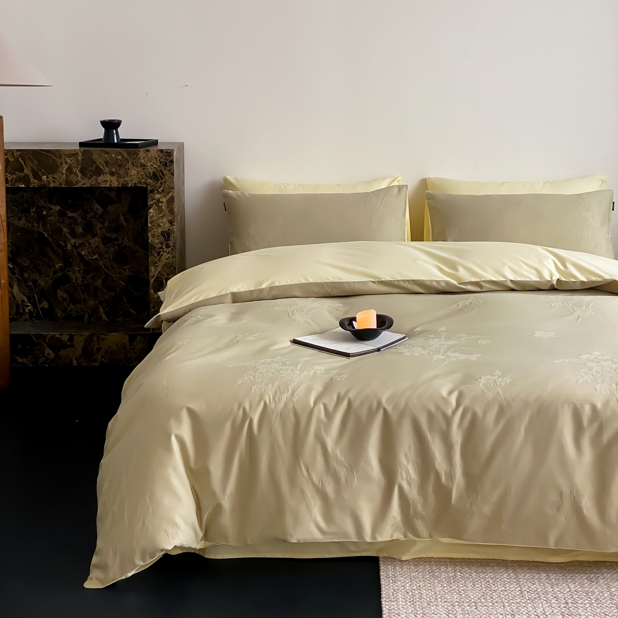 91家纺网 家纺一手货源 找家纺 玉宇阁家居 2026新款全棉纯棉40S大提花四件套 草木深