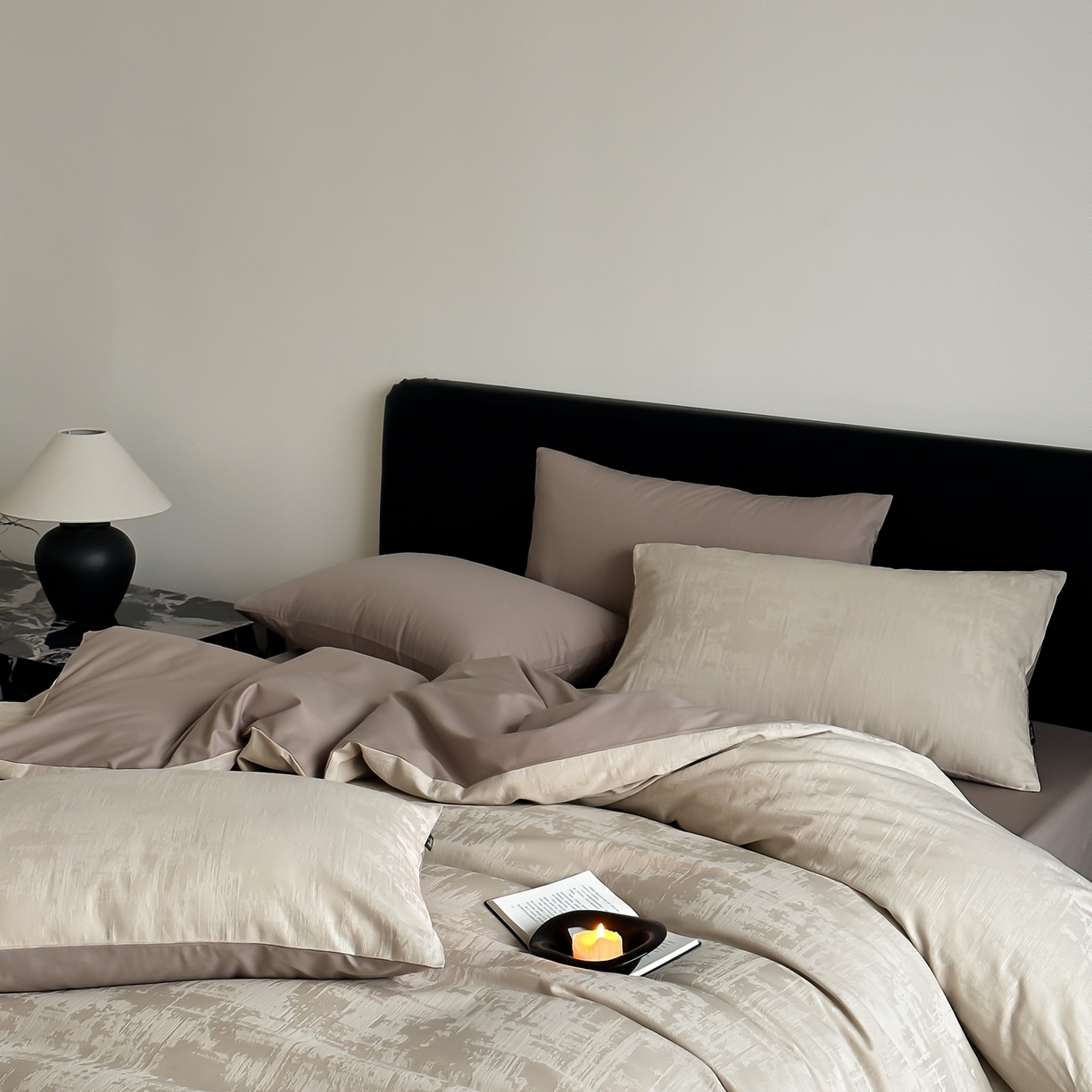 91家纺网 家纺一手货源 找家纺 玉宇阁家居 2026新款全棉纯棉40S大提花四件套 雾岛-可可棕