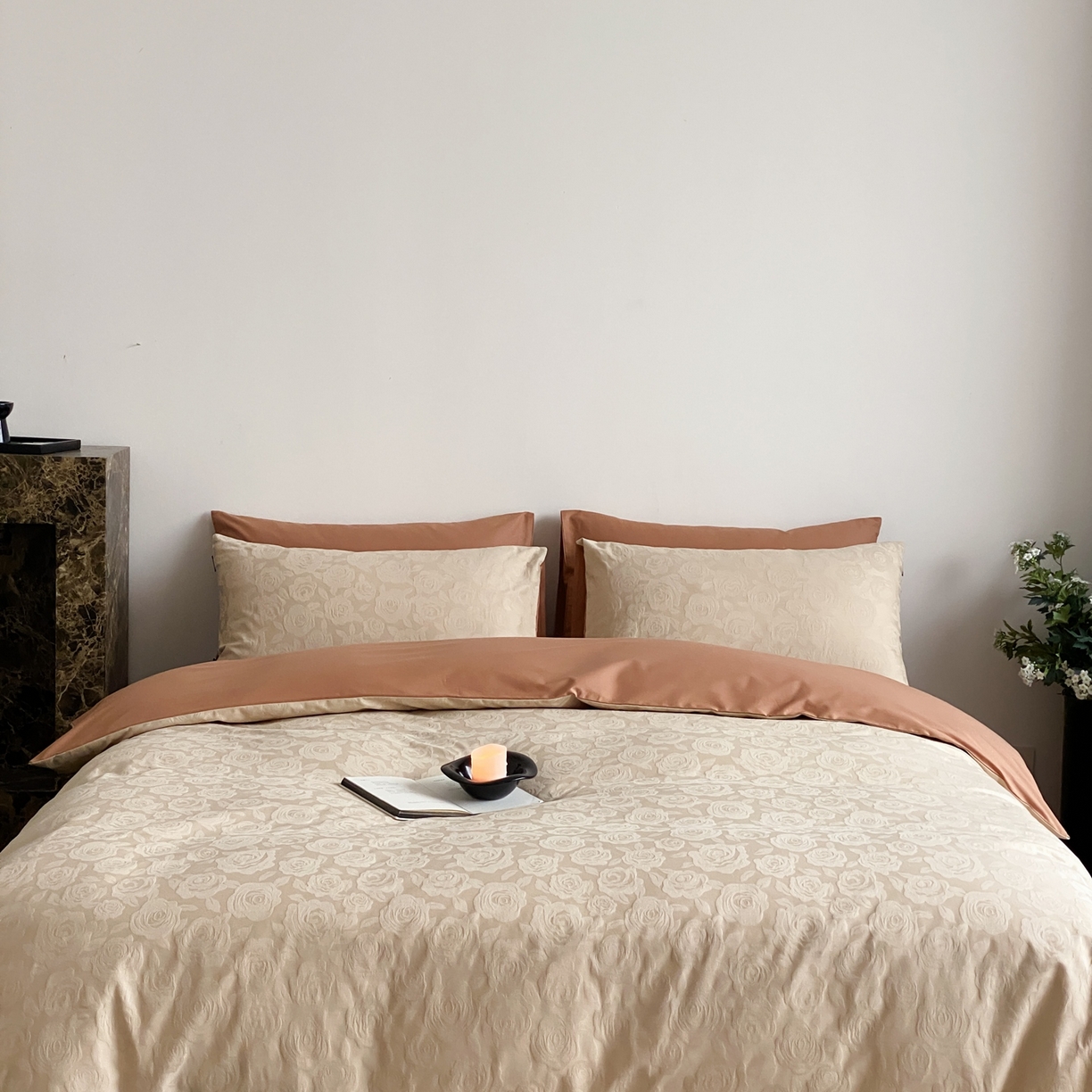 91家纺网 家纺一手货源 找家纺 玉宇阁家居 2026新款全棉纯棉40S大提花四件套 漫-暖阳摩卡