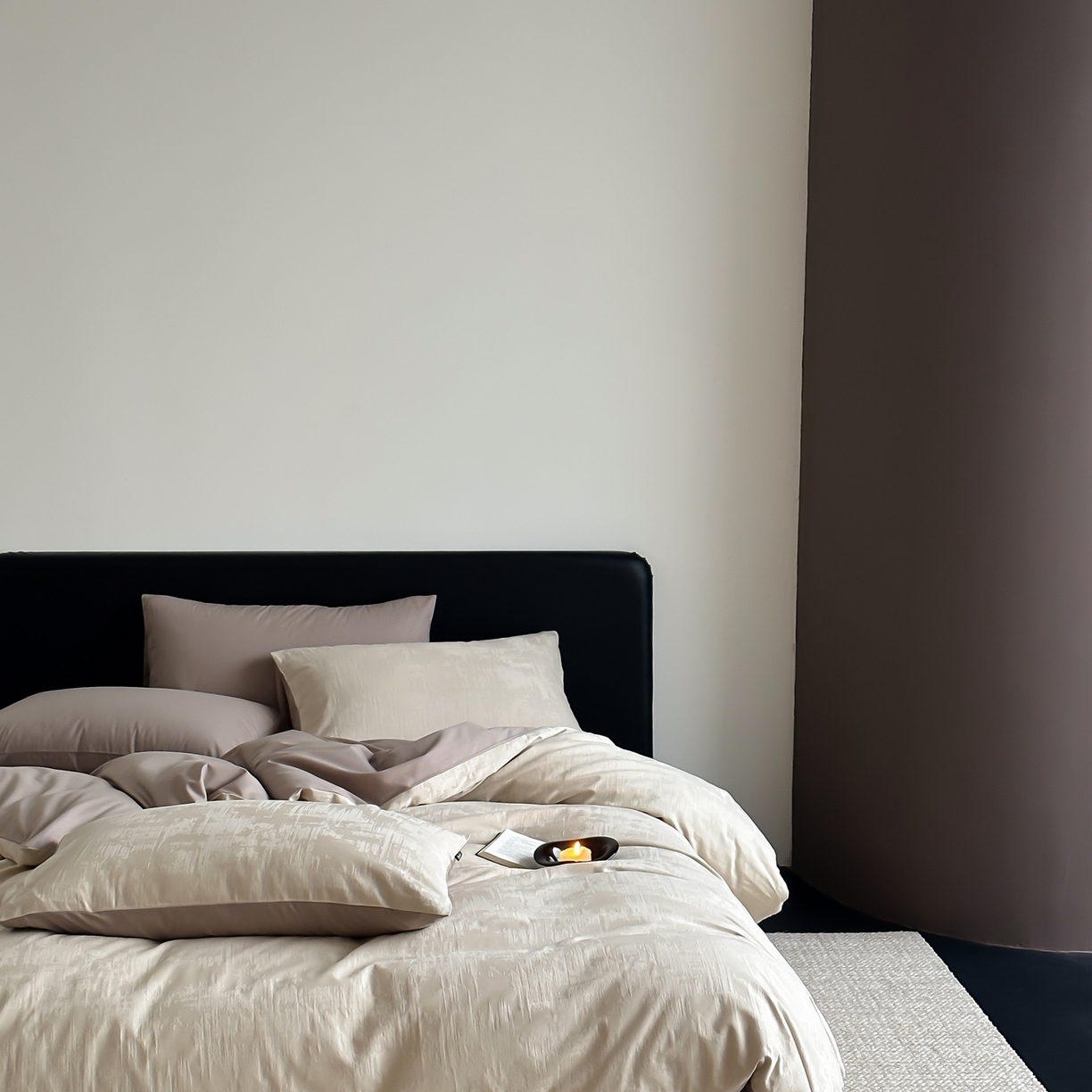 91家纺网 家纺一手货源 找家纺 玉宇阁家居 2026新款全棉纯棉40S大提花四件套 雾岛-可可棕