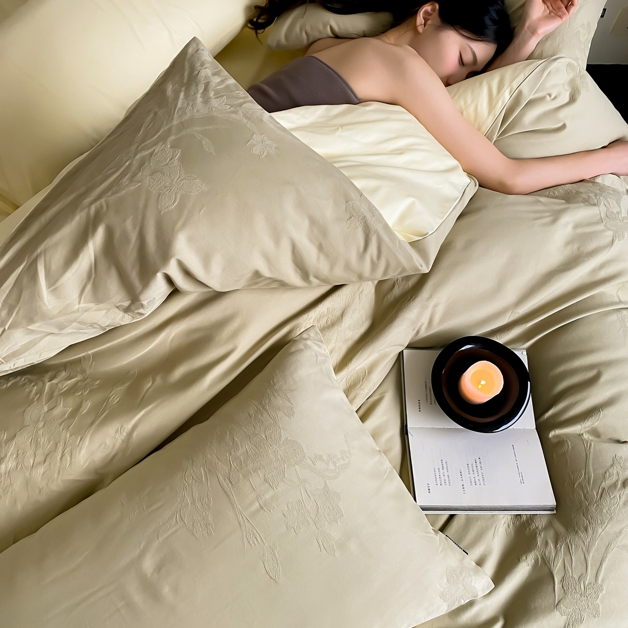 91家纺网 家纺一手货源 找家纺 玉宇阁家居 2026新款全棉纯棉40S大提花四件套 草木深