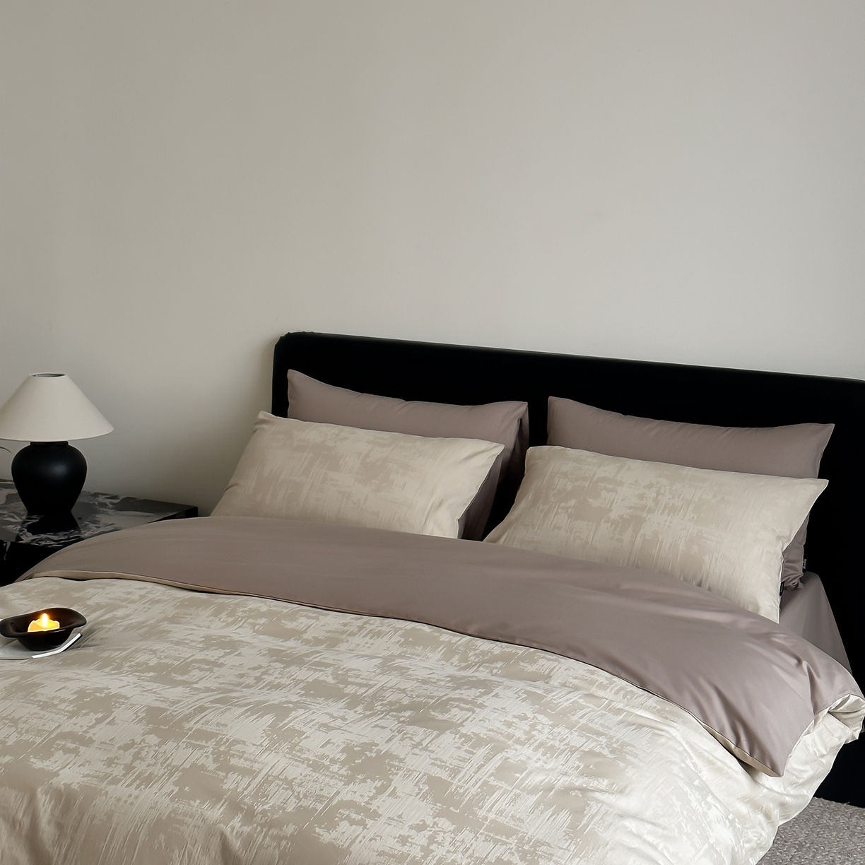 91家纺网 家纺一手货源 找家纺 玉宇阁家居 2026新款全棉纯棉40S大提花四件套 雾岛-可可棕