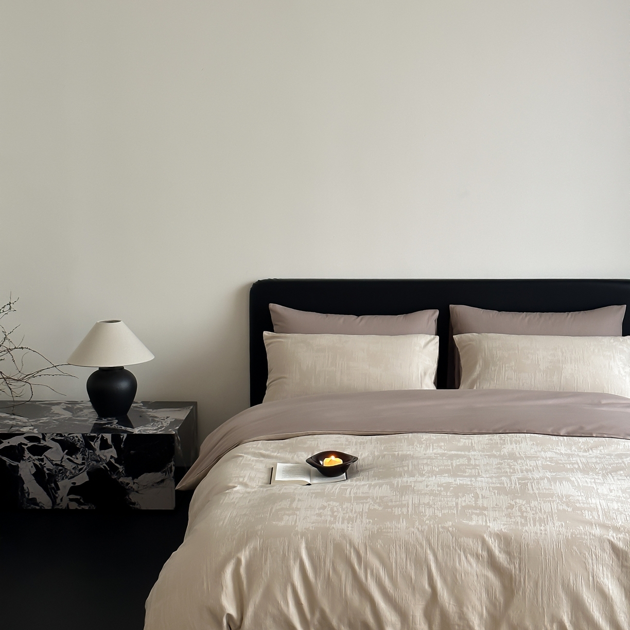 91家纺网 家纺一手货源 找家纺 玉宇阁家居 2026新款全棉纯棉40S大提花四件套 雾岛-可可棕