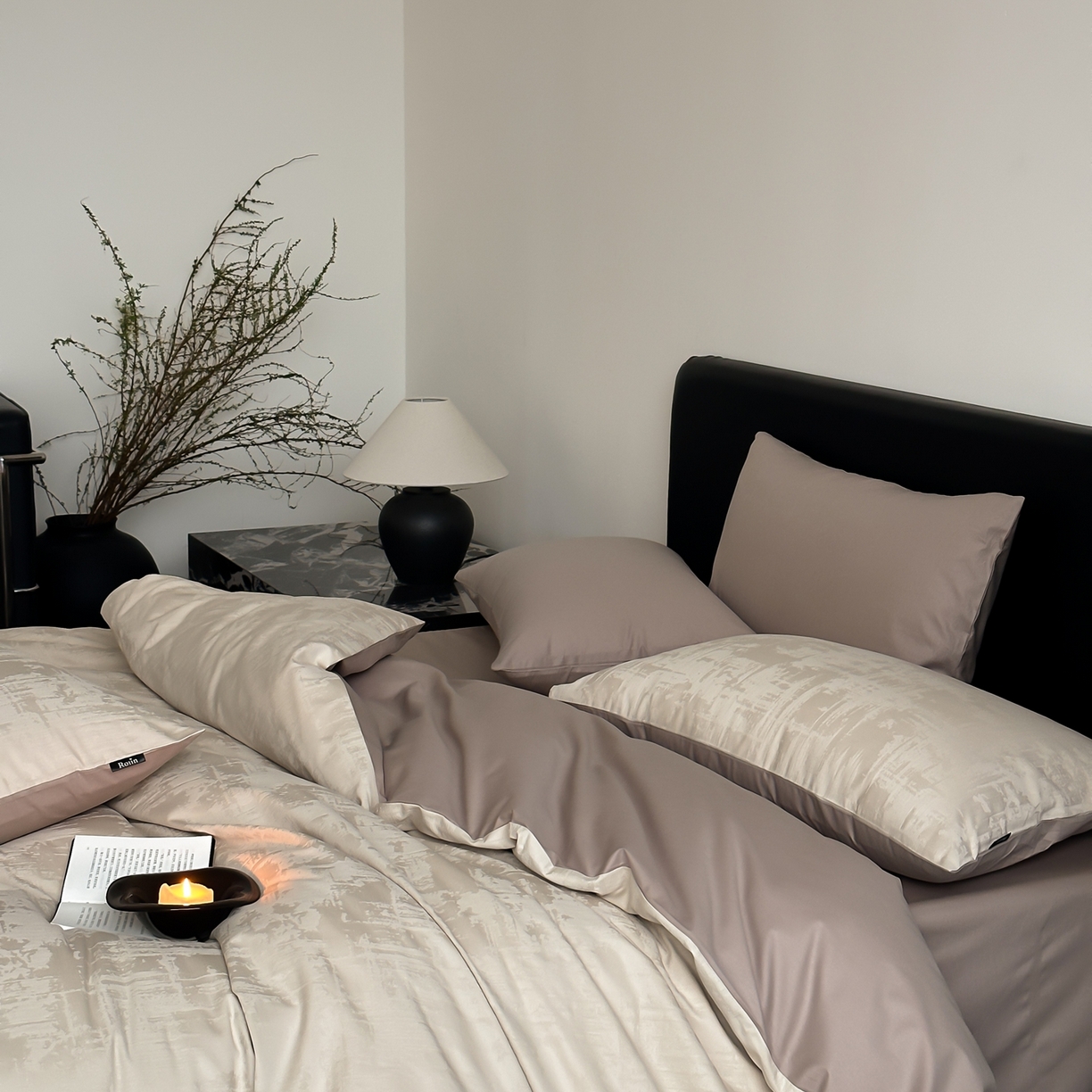 91家纺网 家纺一手货源 找家纺 玉宇阁家居 2026新款全棉纯棉40S大提花四件套 雾岛-可可棕