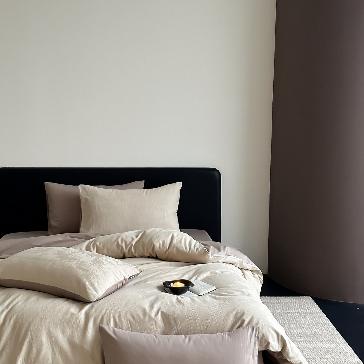 91家纺网 家纺一手货源 找家纺 玉宇阁家居 2026新款全棉纯棉40S大提花四件套 雾岛-可可棕