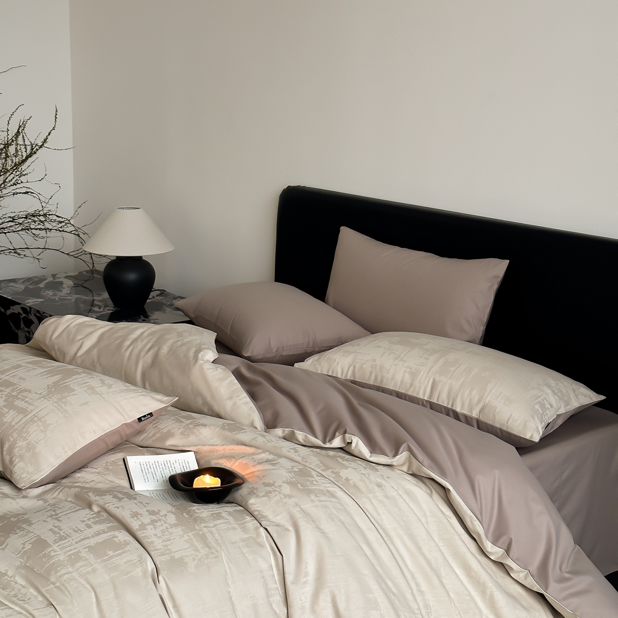 91家纺网 家纺一手货源 找家纺 玉宇阁家居 2026新款全棉纯棉40S大提花四件套 雾岛-可可棕