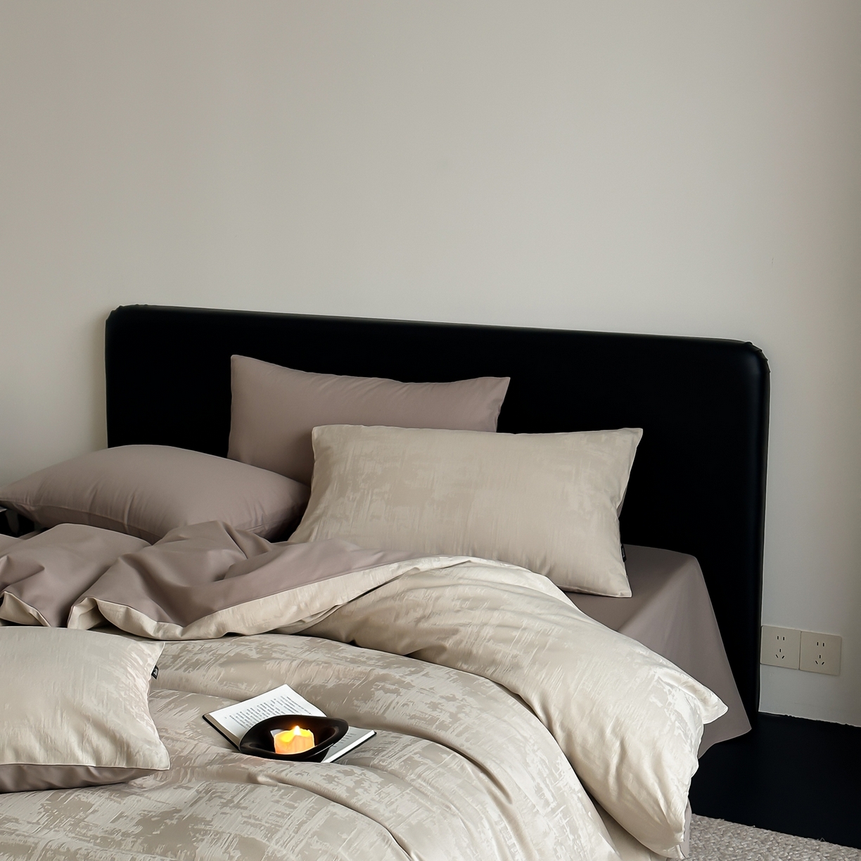 91家纺网 家纺一手货源 找家纺 玉宇阁家居 2026新款全棉纯棉40S大提花四件套 雾岛-可可棕