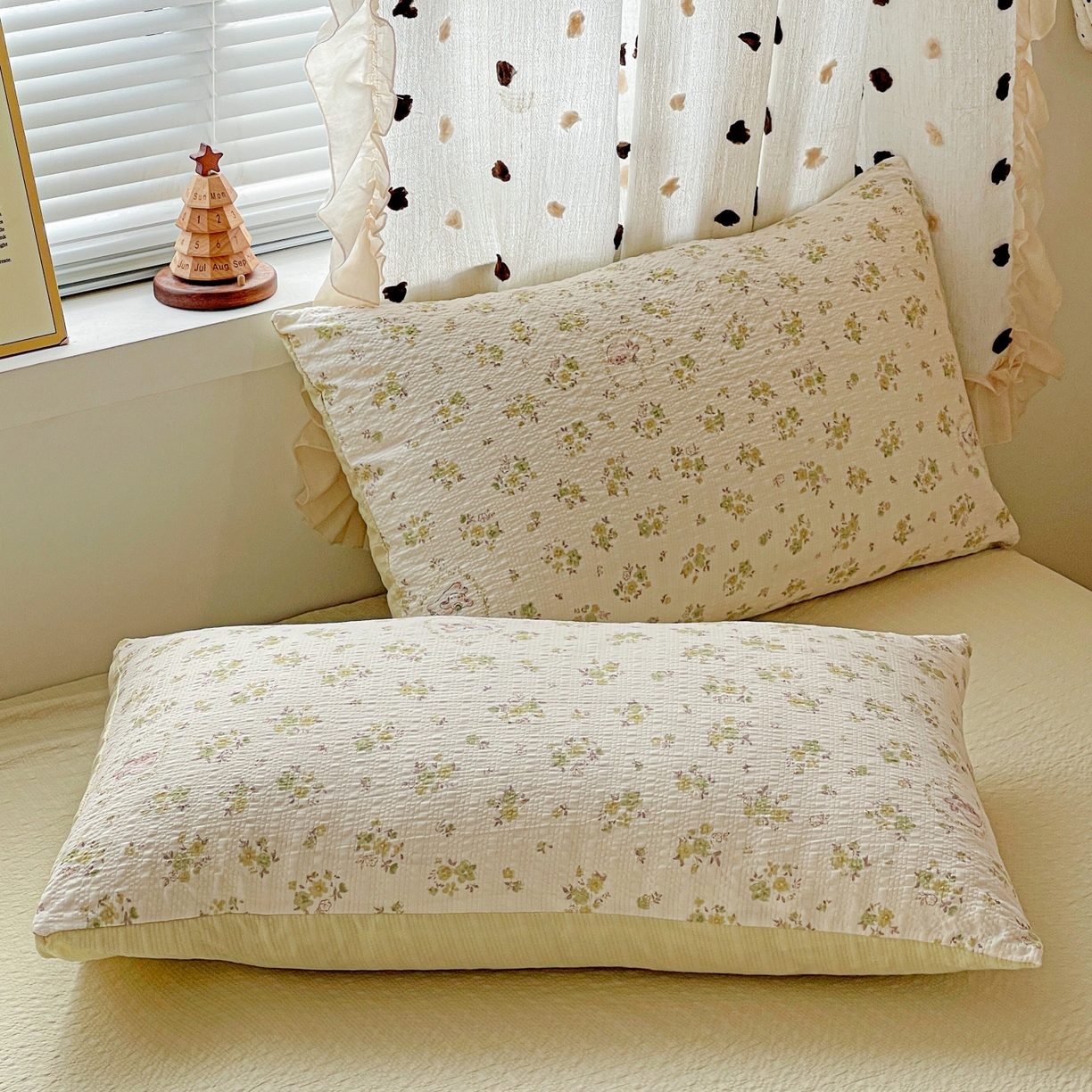 91家纺网 家纺一手货源 找家纺 一比一家纺 2026新款泡芙纱简款夏被四件套 春日小兔