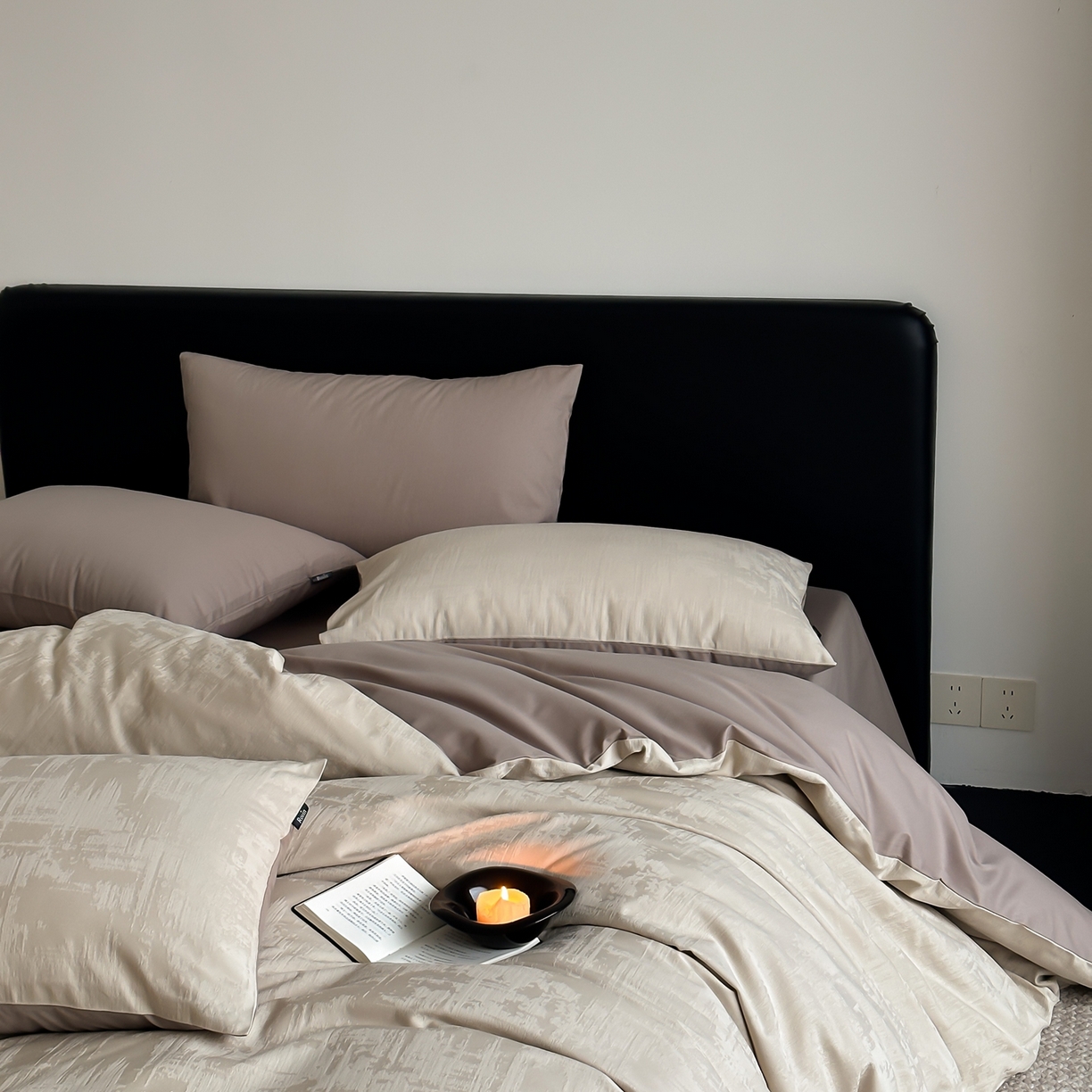 91家纺网 家纺一手货源 找家纺 玉宇阁家居 2026新款全棉纯棉40S大提花四件套 雾岛-可可棕