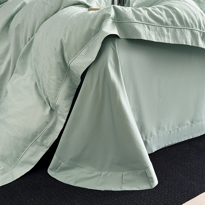 91家纺网 家纺一手货源 找家纺 宏羽纺家纺 2026新款100S长绒棉浮雕提花居家四件套 卡鲁-喜绿