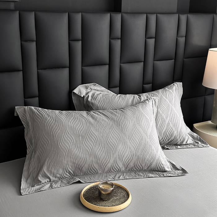 91家纺网 家纺一手货源 找家纺 宏羽纺家纺 2026新款100S长绒棉浮雕提花居家四件套 麦奢-丁香灰