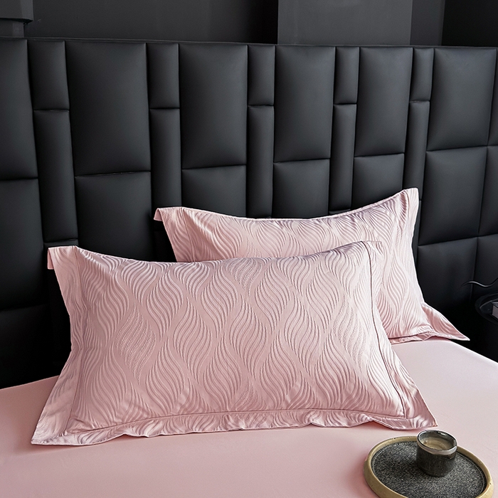 91家纺网 家纺一手货源 找家纺 宏羽纺家纺 2026新款100S长绒棉浮雕提花居家四件套 麦奢-豆沙