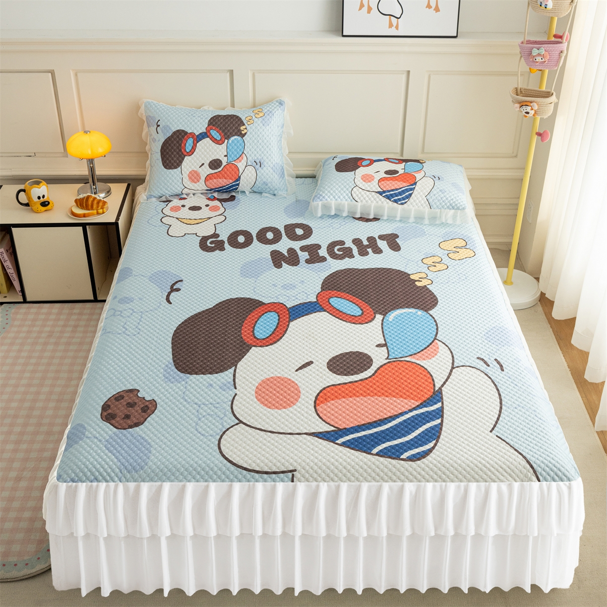 91家纺网 家纺一手货源 找家纺 （总）赛丽雅 2026春夏新款大板卡通豆豆凉席席子空调软席三件套