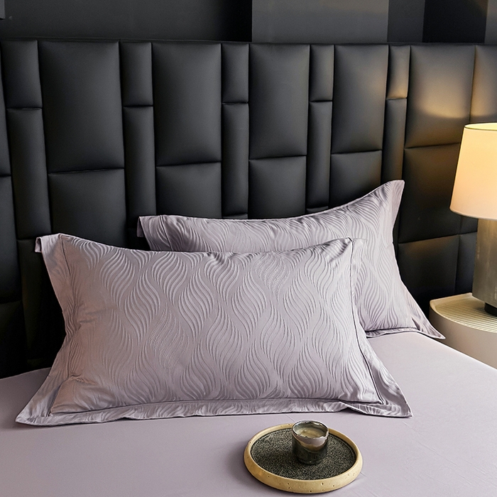 91家纺网 家纺一手货源 找家纺 宏羽纺家纺 2026新款100S长绒棉浮雕提花居家四件套 麦奢-香芋紫