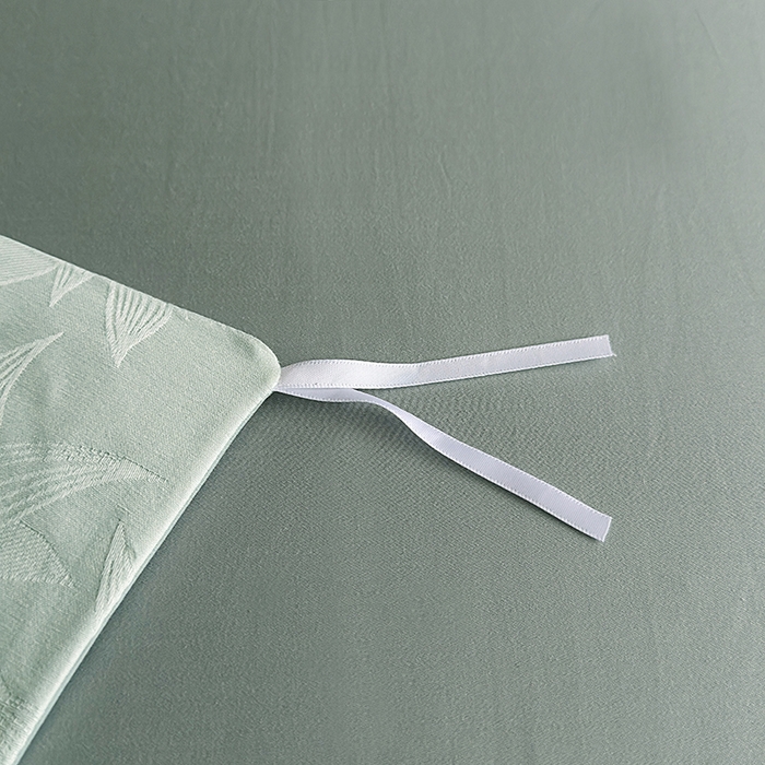 91家纺网 家纺一手货源 找家纺 宏羽纺家纺 2026新款100S长绒棉浮雕提花居家四件套 慕枝南下-喜绿