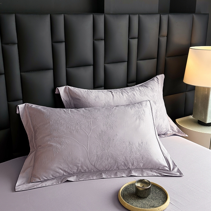 91家纺网 家纺一手货源 找家纺 宏羽纺家纺 2026新款100S长绒棉浮雕提花居家四件套 慕枝南下-香芋紫