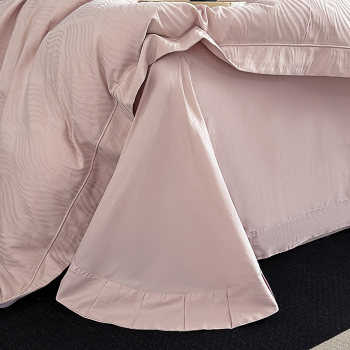 91家纺网 家纺一手货源 找家纺 宏羽纺家纺 2026新款100S长绒棉浮雕提花居家四件套 齐鲁-粉金