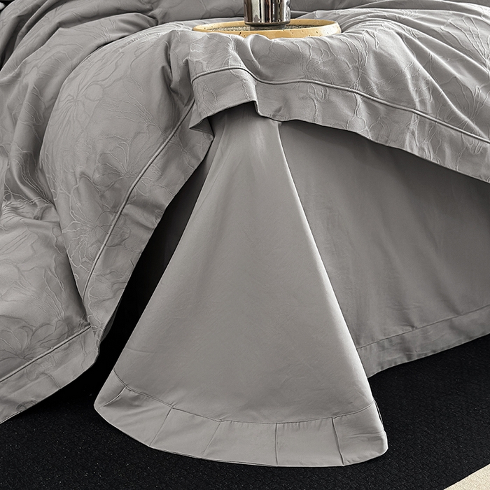 91家纺网 家纺一手货源 找家纺 宏羽纺家纺 2026新款100S长绒棉浮雕提花居家四件套 山间雾-丁香灰