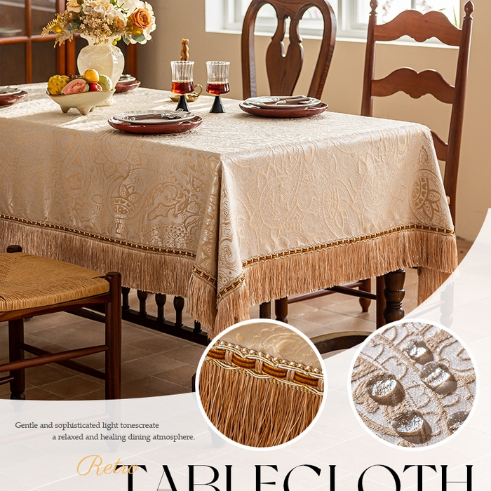 91家纺网 家纺一手货源 找家纺 （总）南通大梧纺织 2026新款珠光（流苏款）桌布