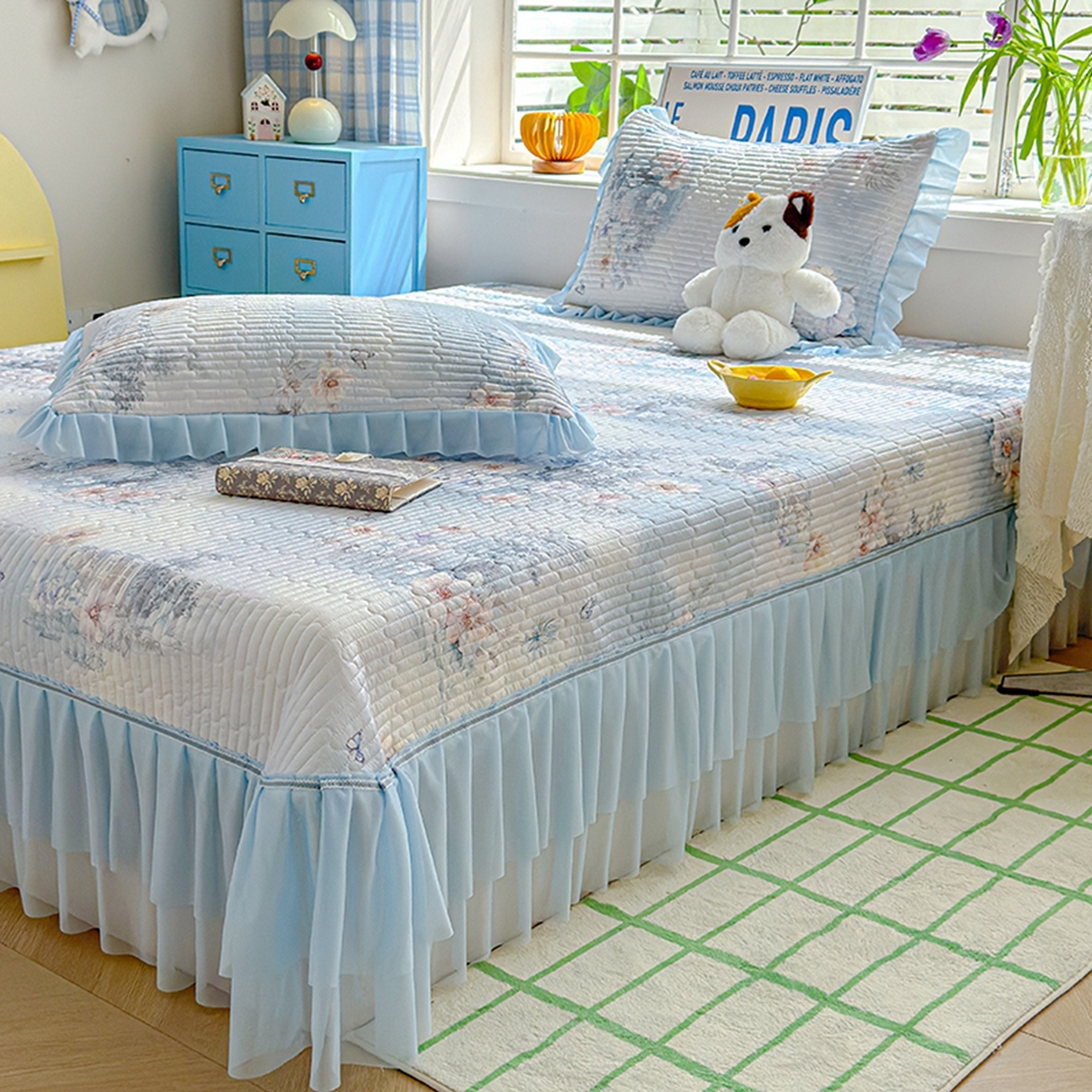 91家纺网 家纺一手货源 找家纺 （总）冬然家纺 2026新款锦氨凉感丝数码印花工艺云感纱花边凉席席子