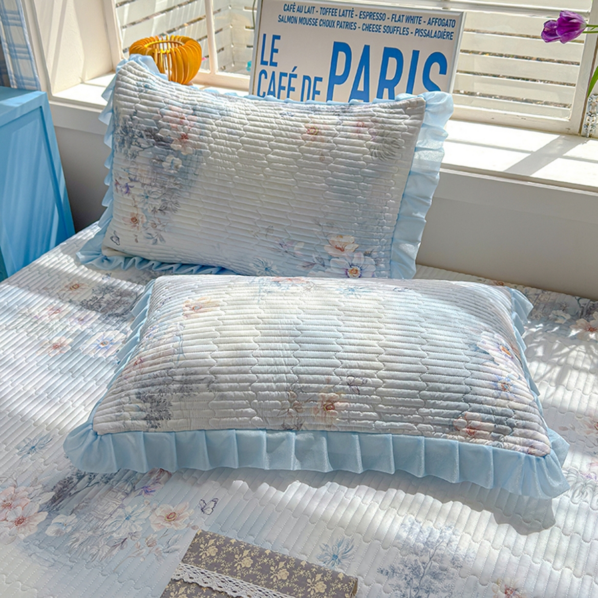 91家纺网 家纺一手货源 找家纺 （总）冬然家纺 2026新款锦氨凉感丝数码印花工艺云感纱花边凉席席子