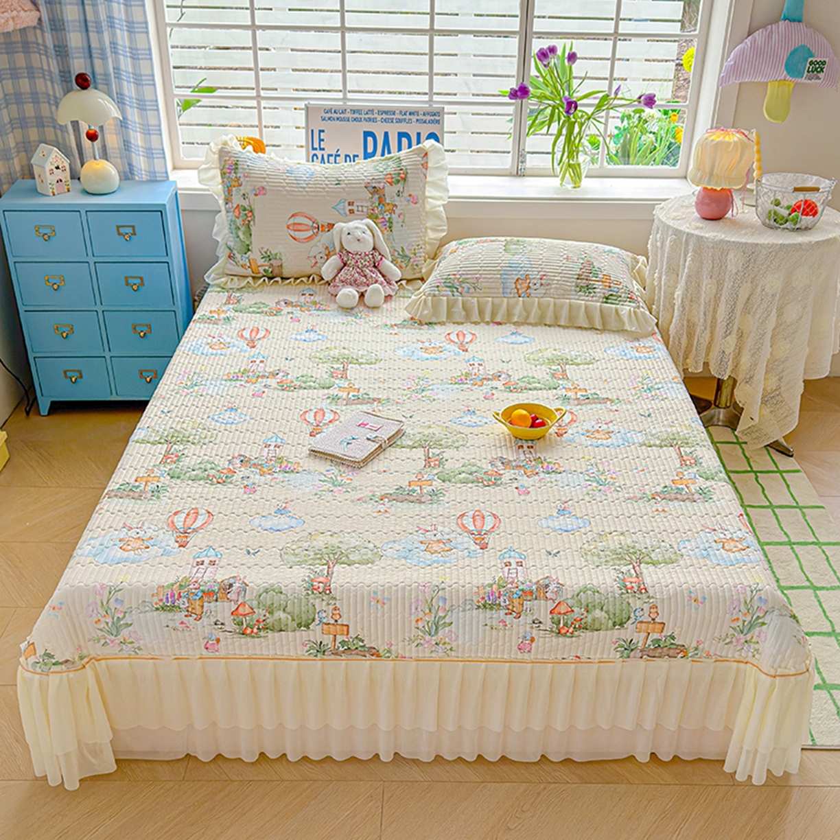 91家纺网 家纺一手货源 找家纺 （总）冬然家纺 2026新款锦氨凉感丝数码印花工艺云感纱花边凉席席子