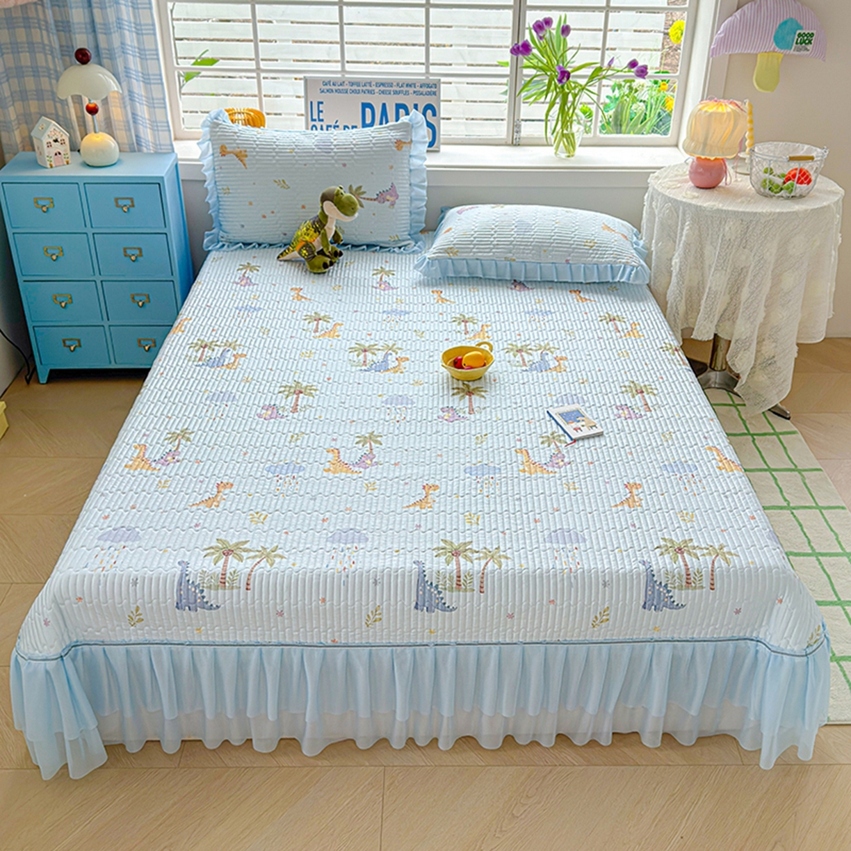 91家纺网 家纺一手货源 找家纺 （总）冬然家纺 2026新款锦氨凉感丝数码印花工艺云感纱花边凉席席子