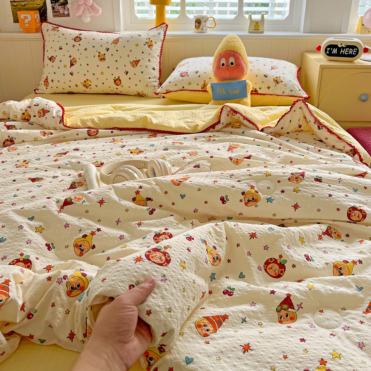 91家纺网 家纺一手货源 找家纺 （总）恒尚居 2026新款A类泡芙纱贝壳边夏被四套件空调被三角针绣边夏被夏被四件套