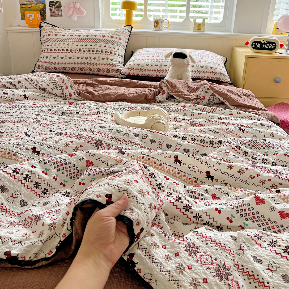 91家纺网 家纺一手货源 找家纺 （总）恒尚居 2026新款A类泡芙纱贝壳边夏被四套件空调被三角针绣边夏被夏被四件套