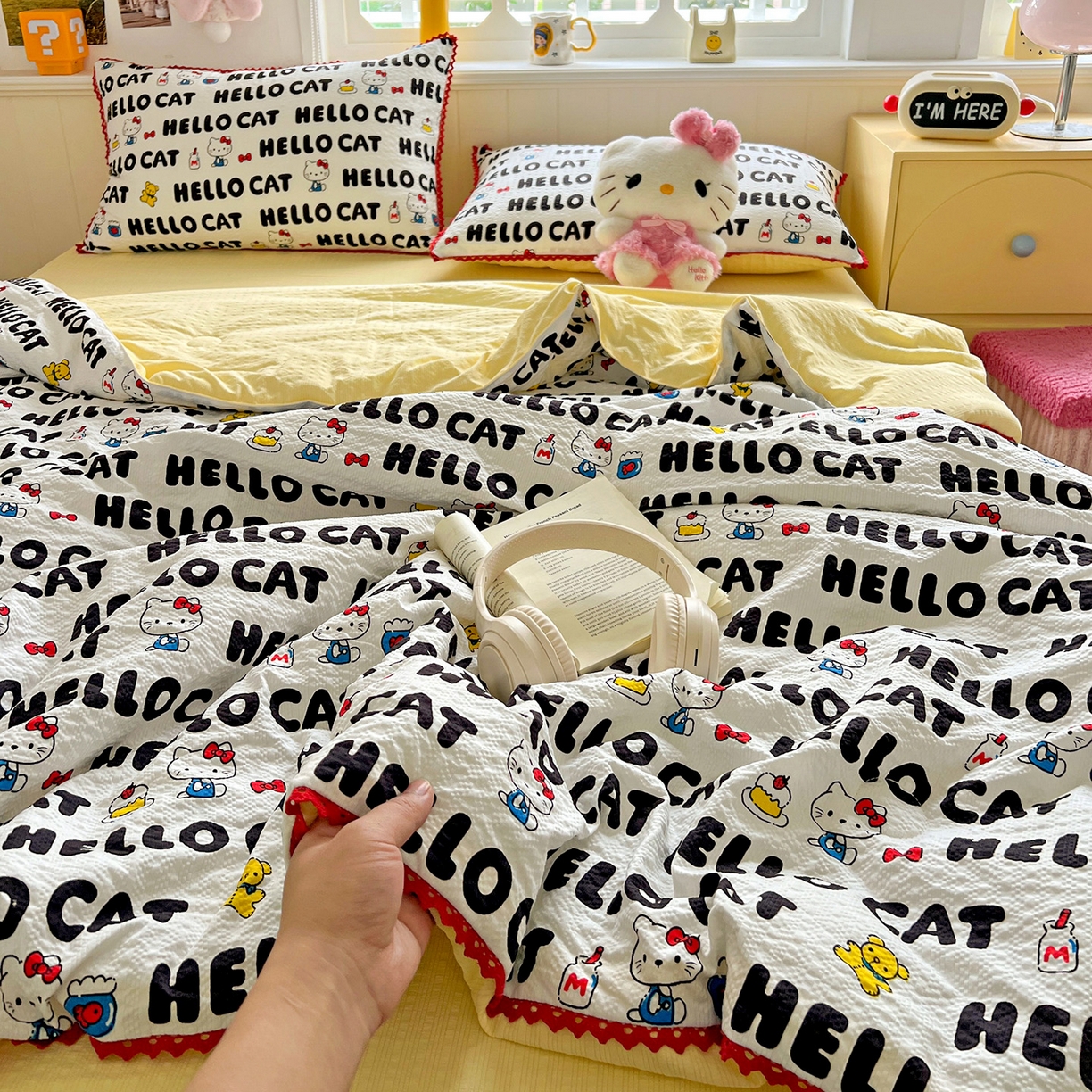 恒尚居 2026新款A类泡芙纱贝壳边夏被四套件空调被三角针绣边夏被夏被四件套 【字母喵喵】小花边