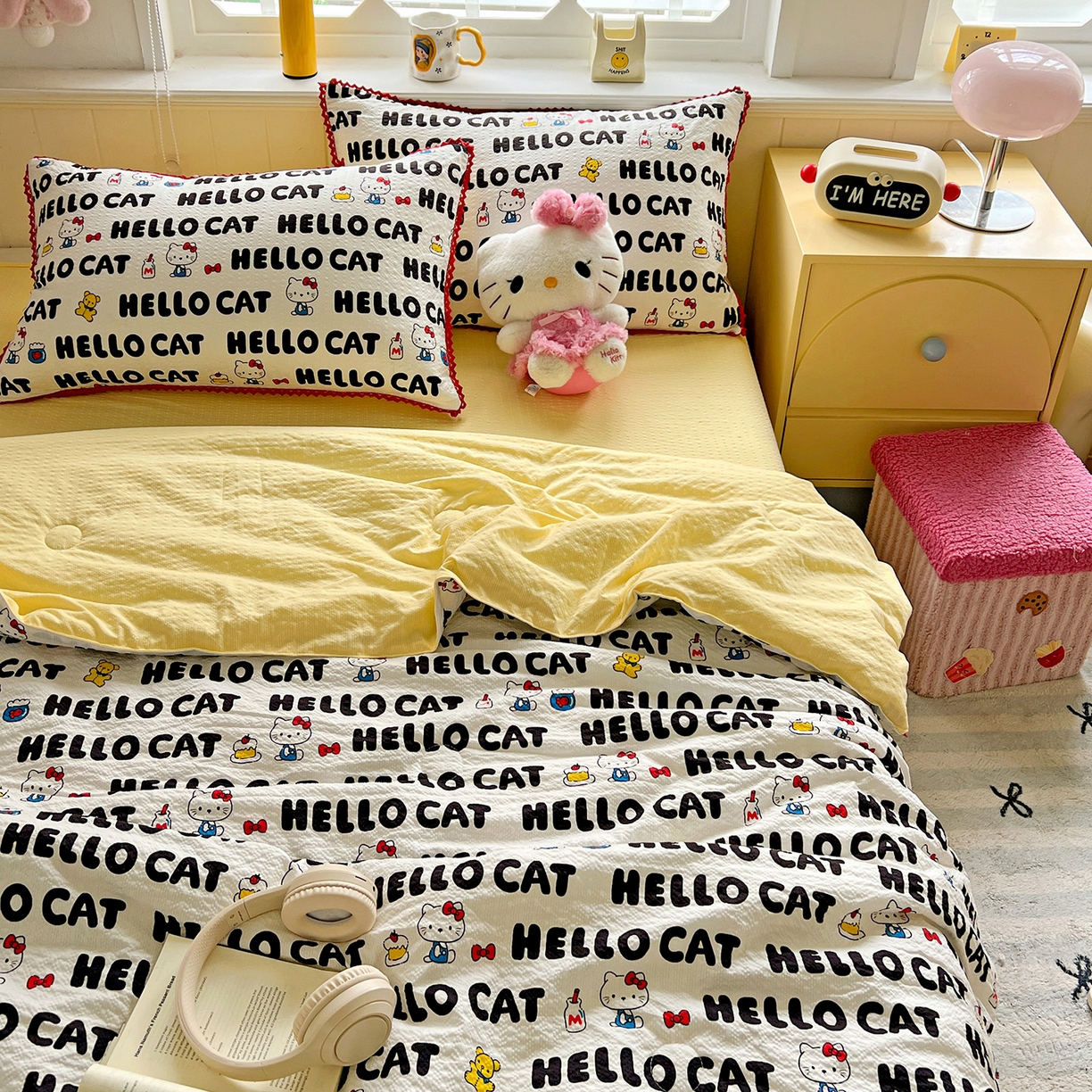 91家纺网 家纺一手货源 找家纺 恒尚居 2026新款A类泡芙纱贝壳边夏被四套件空调被三角针绣边夏被夏被四件套 【字母喵喵】小花边