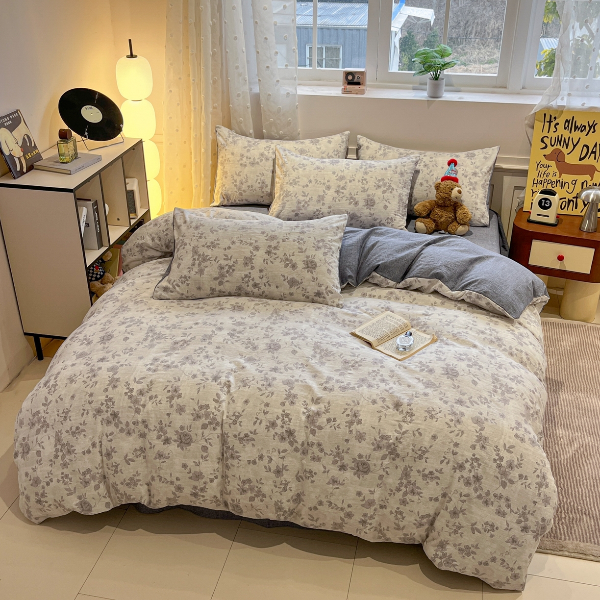 91家纺网 家纺一手货源 找家纺 蓝极人 2026新款原麻复古四件套 戴丽小姐-灰