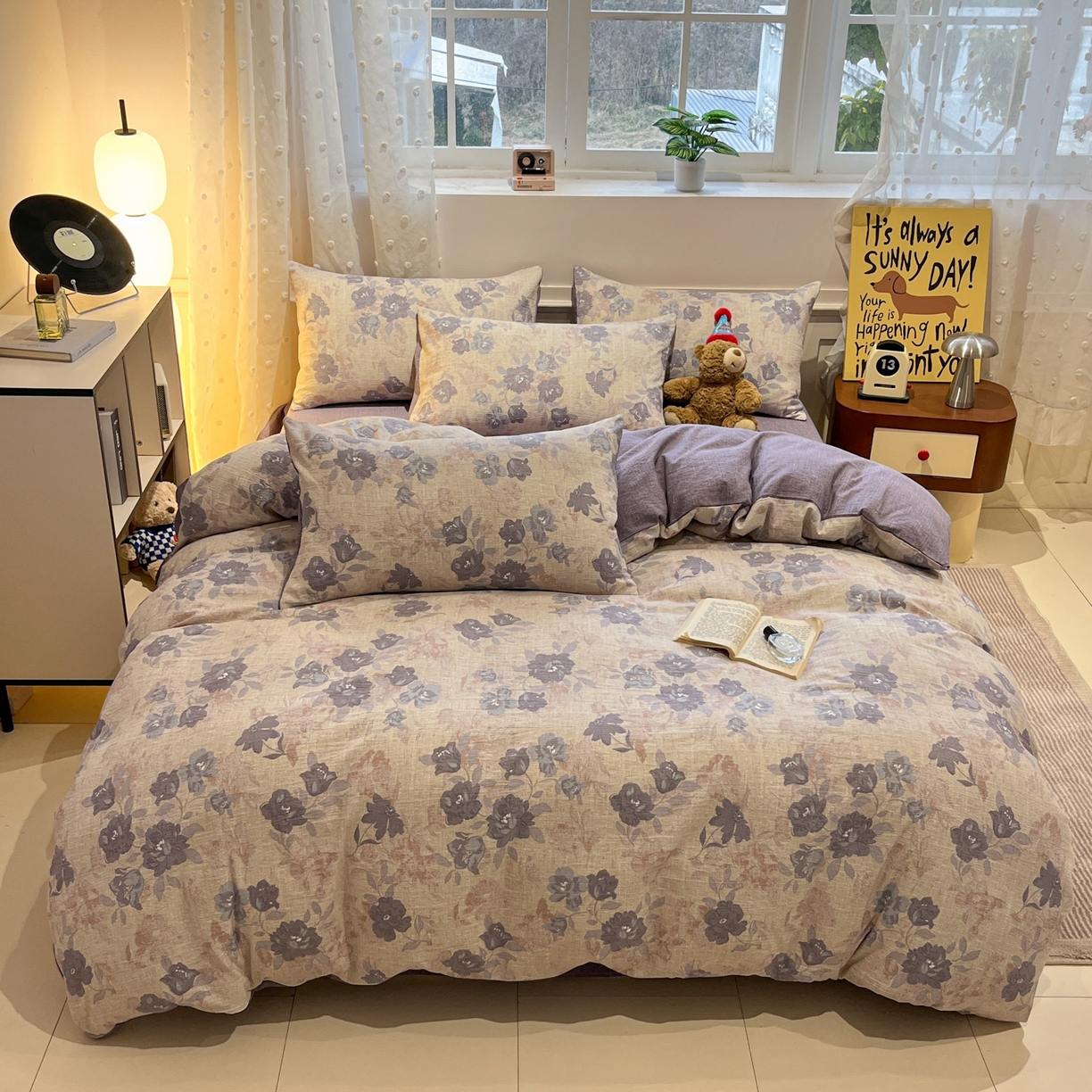 91家纺网 家纺一手货源 找家纺 蓝极人 2026新款原麻复古四件套 东方墨蓝