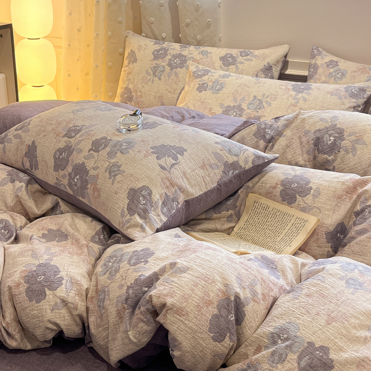 91家纺网 家纺一手货源 找家纺 蓝极人 2026新款原麻复古四件套 东方墨蓝