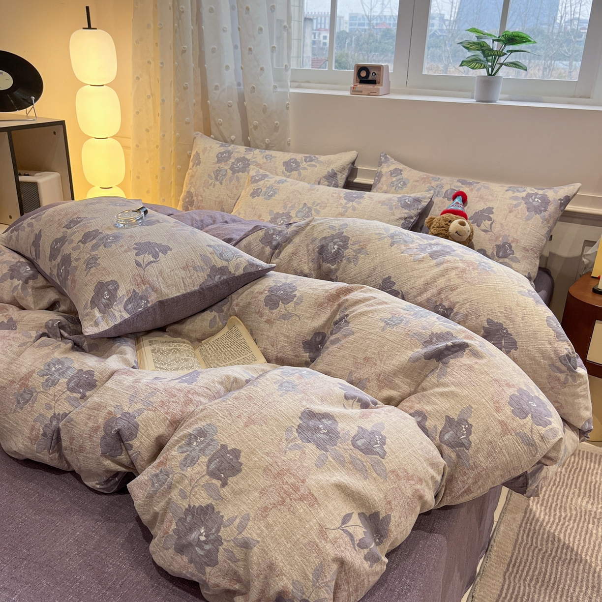 91家纺网 家纺一手货源 找家纺 蓝极人 2026新款原麻复古四件套 东方墨蓝