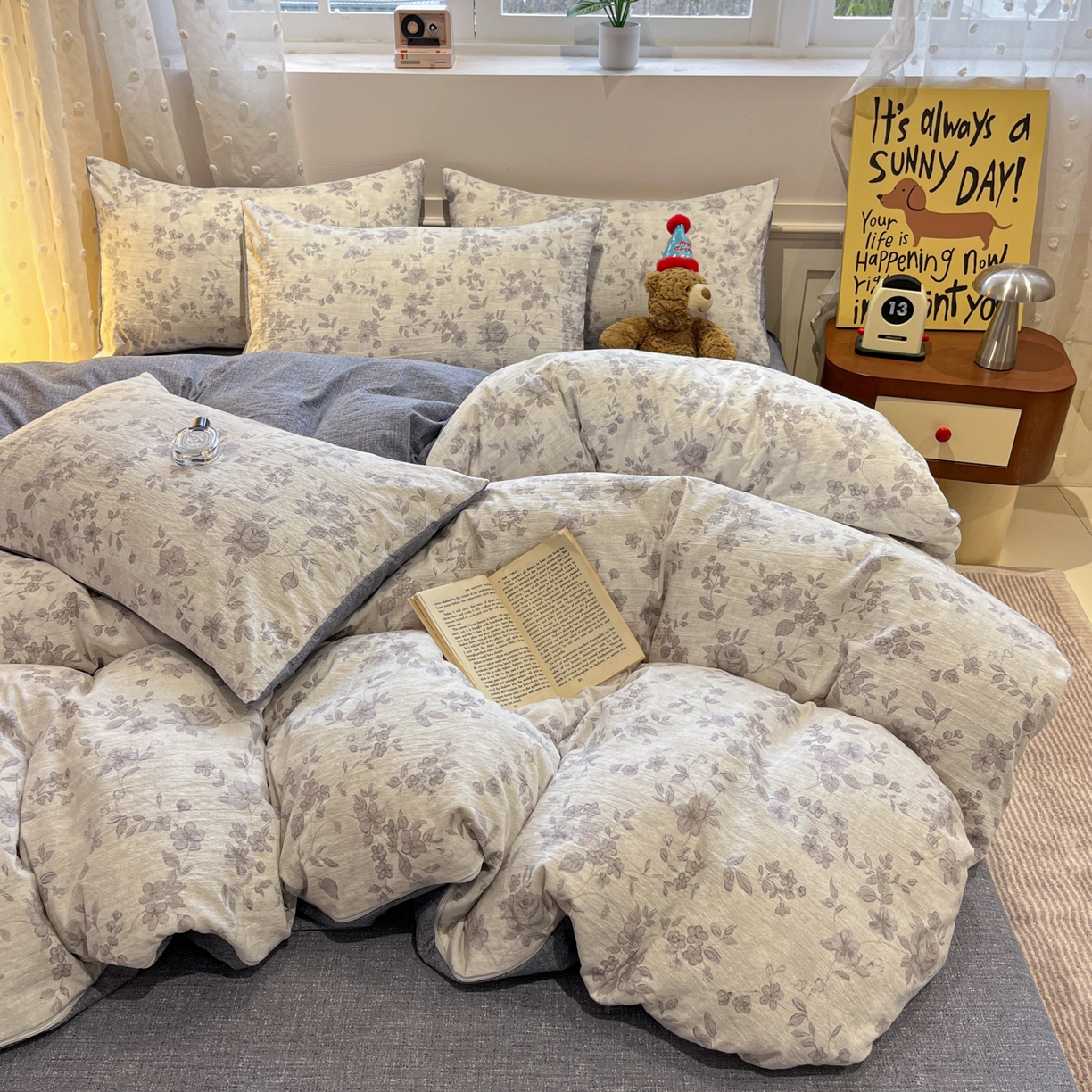 91家纺网 家纺一手货源 找家纺 蓝极人 2026新款原麻复古四件套 戴丽小姐-灰