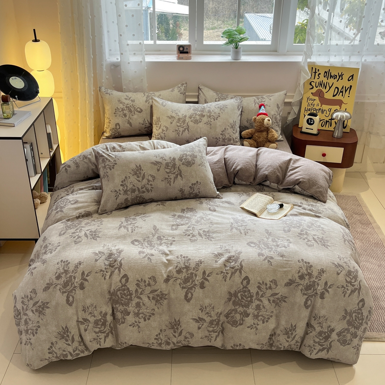 91家纺网 家纺一手货源 找家纺 蓝极人 2026新款原麻复古四件套 风木槿-咖