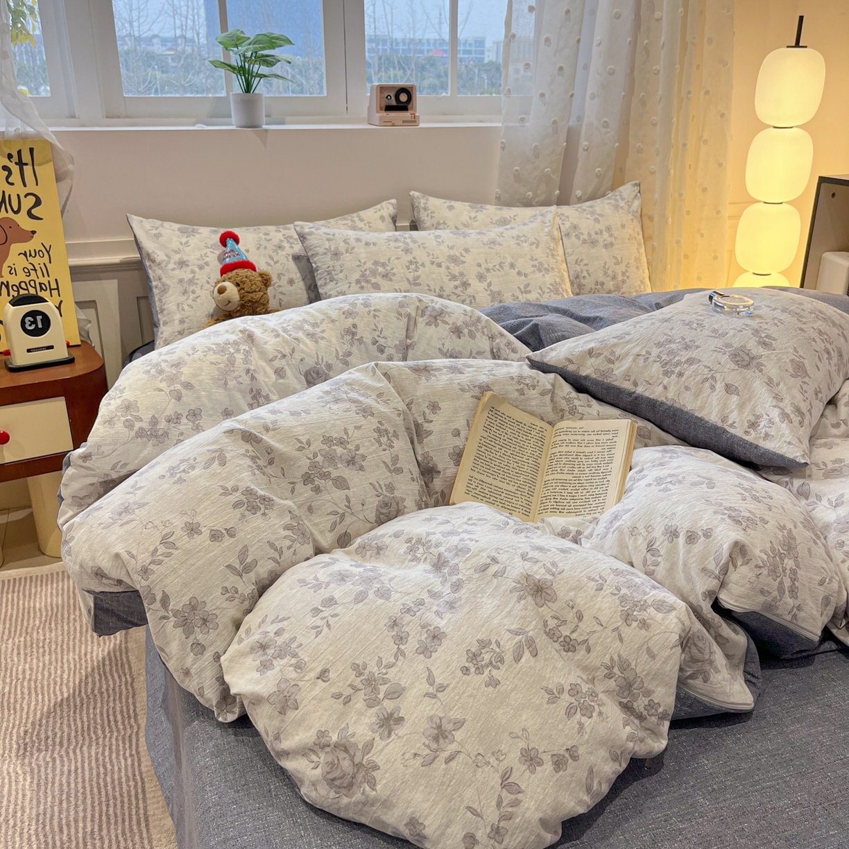 91家纺网 家纺一手货源 找家纺 蓝极人 2026新款原麻复古四件套 戴丽小姐-灰