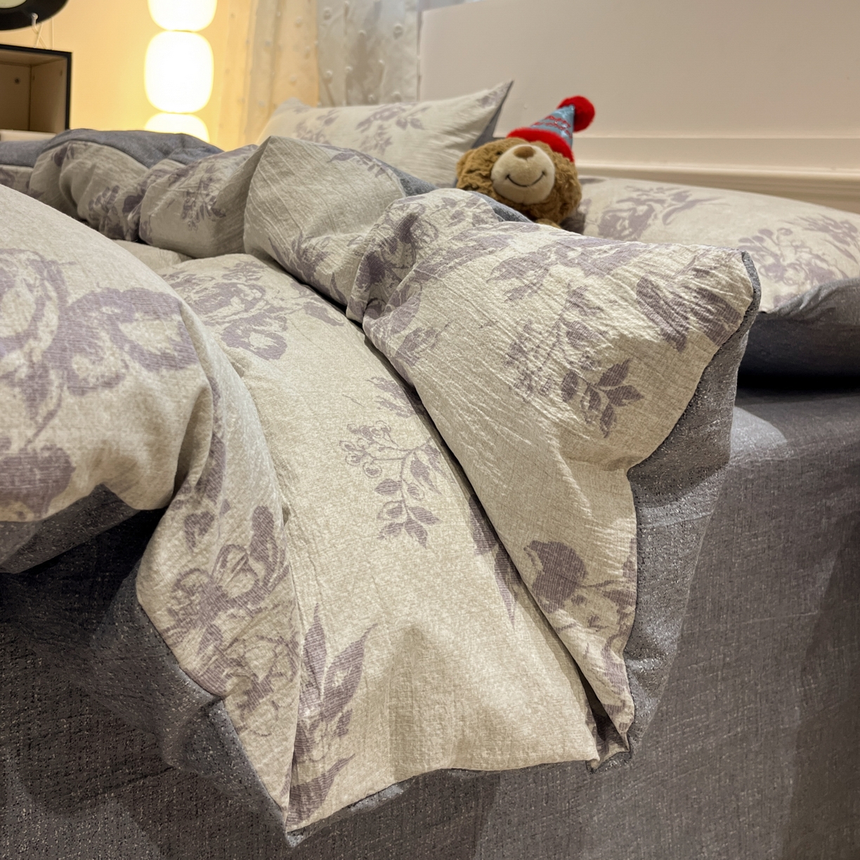 91家纺网 家纺一手货源 找家纺 蓝极人 2026新款原麻复古四件套 风木槿-紫