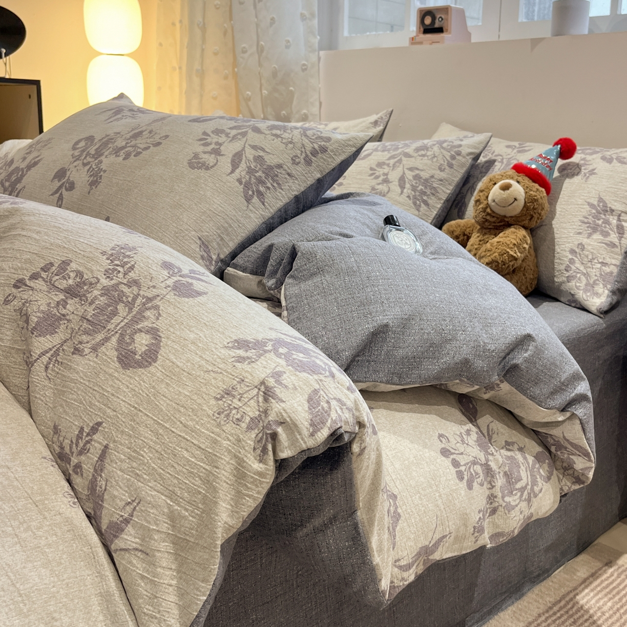 91家纺网 家纺一手货源 找家纺 蓝极人 2026新款原麻复古四件套 风木槿-紫