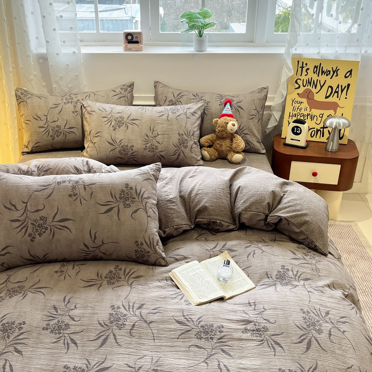 91家纺网 家纺一手货源 找家纺 蓝极人 2026新款原麻复古四件套 玉茗