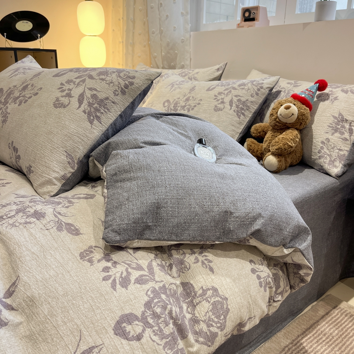 蓝极人 2026新款原麻复古四件套 风木槿-紫