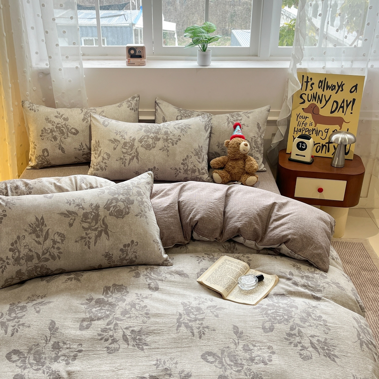 91家纺网 家纺一手货源 找家纺 蓝极人 2026新款原麻复古四件套 风木槿-咖