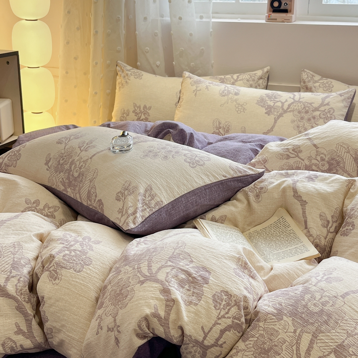 91家纺网 家纺一手货源 找家纺 蓝极人 2026新款原麻复古四件套 砚秋