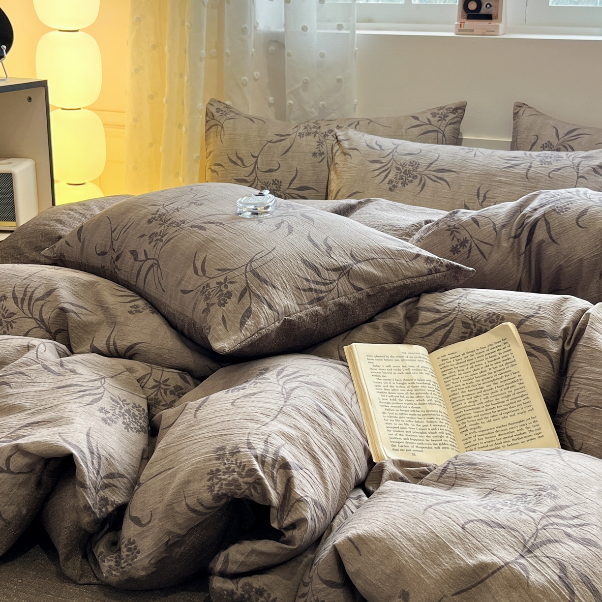 91家纺网 家纺一手货源 找家纺 蓝极人 2026新款原麻复古四件套 玉茗