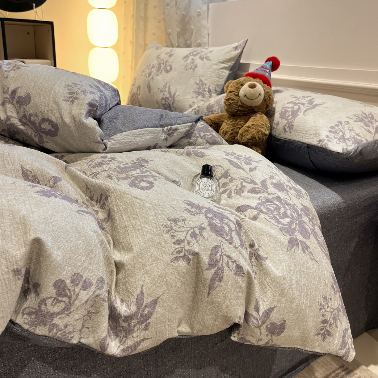 91家纺网 家纺一手货源 找家纺 蓝极人 2026新款原麻复古四件套 风木槿-紫