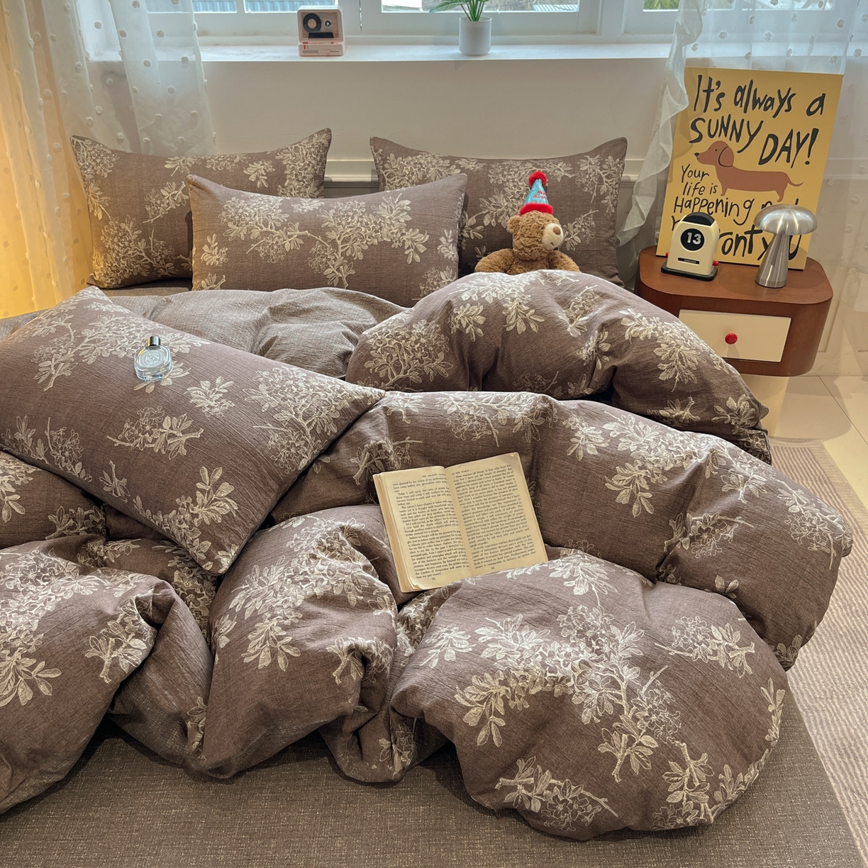 91家纺网 家纺一手货源 找家纺 蓝极人 2026新款原麻复古四件套 锦瑟