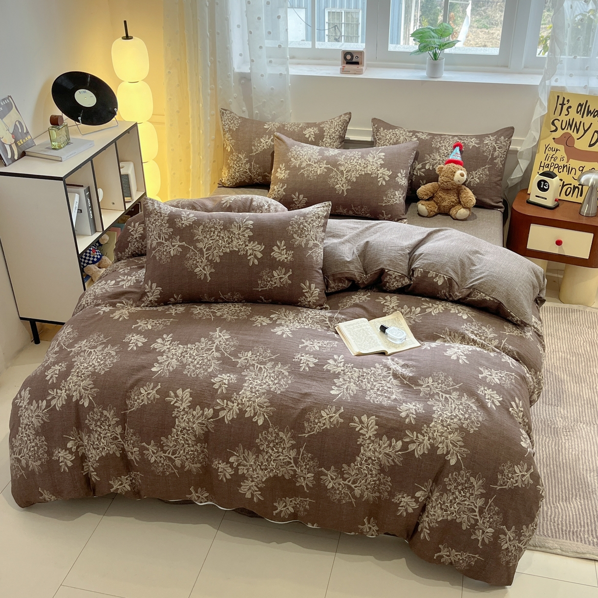 91家纺网 家纺一手货源 找家纺 蓝极人 2026新款原麻复古四件套 锦瑟