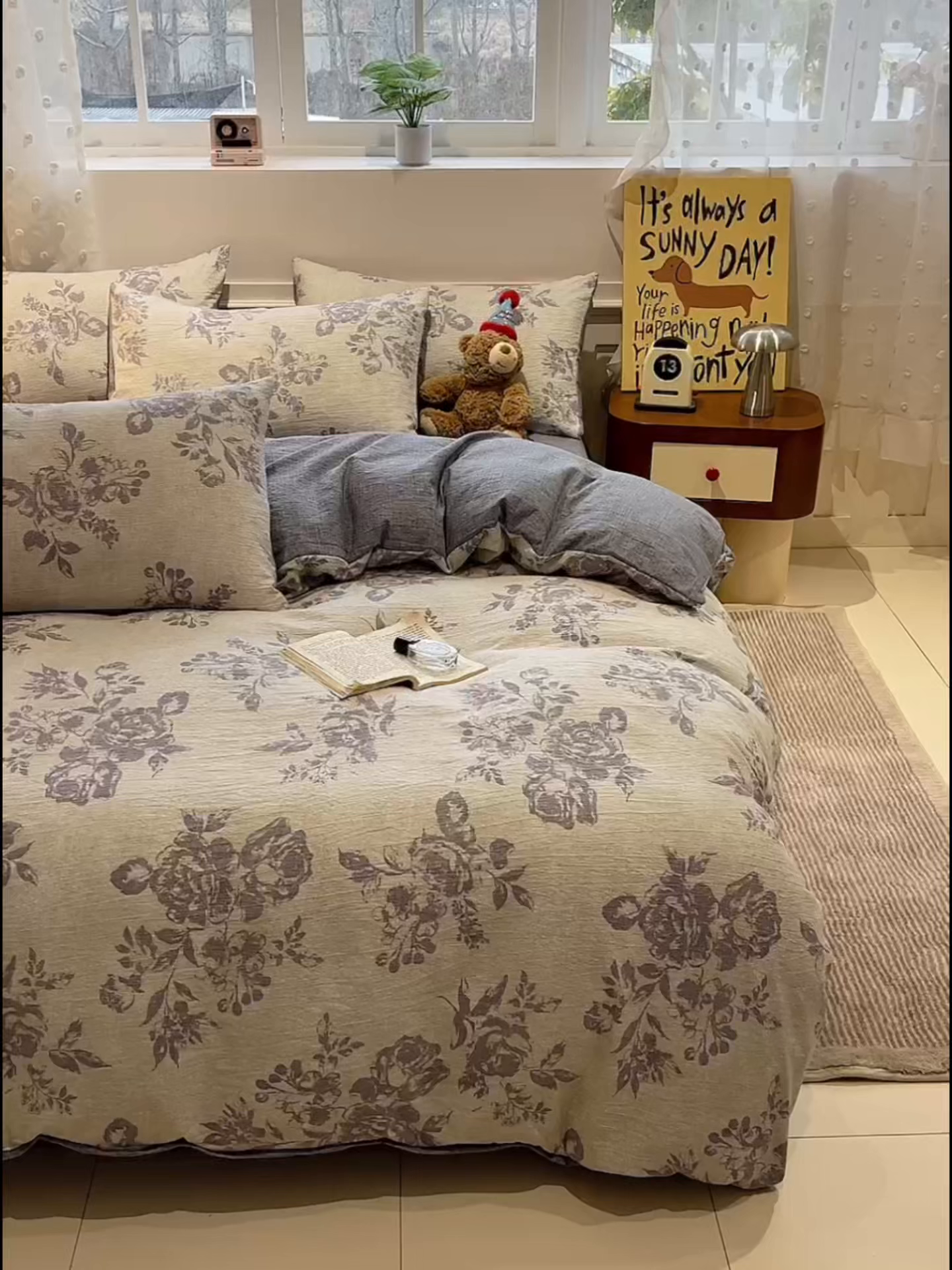 91家纺网 家纺一手货源 找家纺 蓝极人 2026新款原麻复古四件套 风木槿-紫