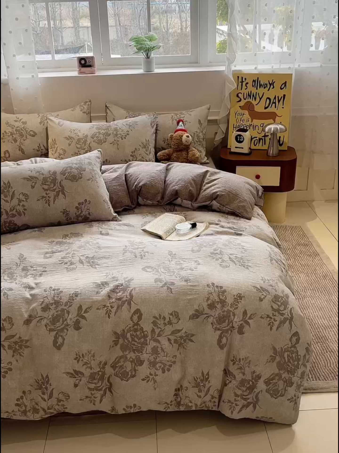 91家纺网 家纺一手货源 找家纺 蓝极人 2026新款原麻复古四件套 风木槿-咖